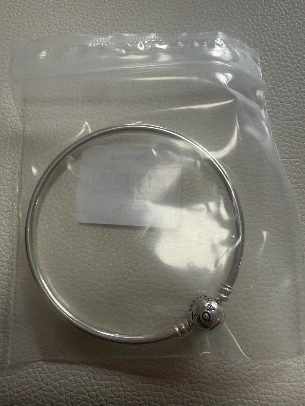 Pandora Silver Tone Round Bangle Bracelet with Logo Clasp